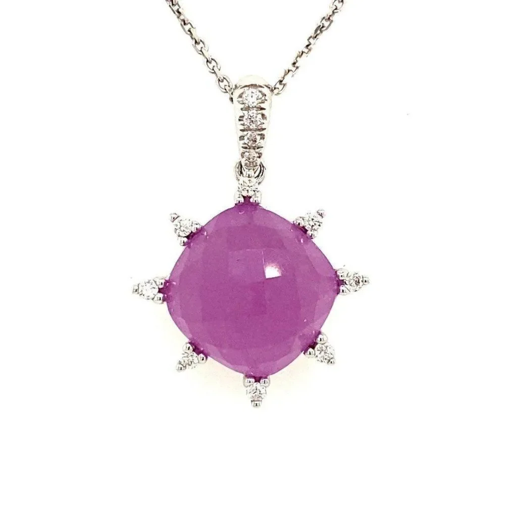 14k Purple Gem/Diamonds Necklace‎